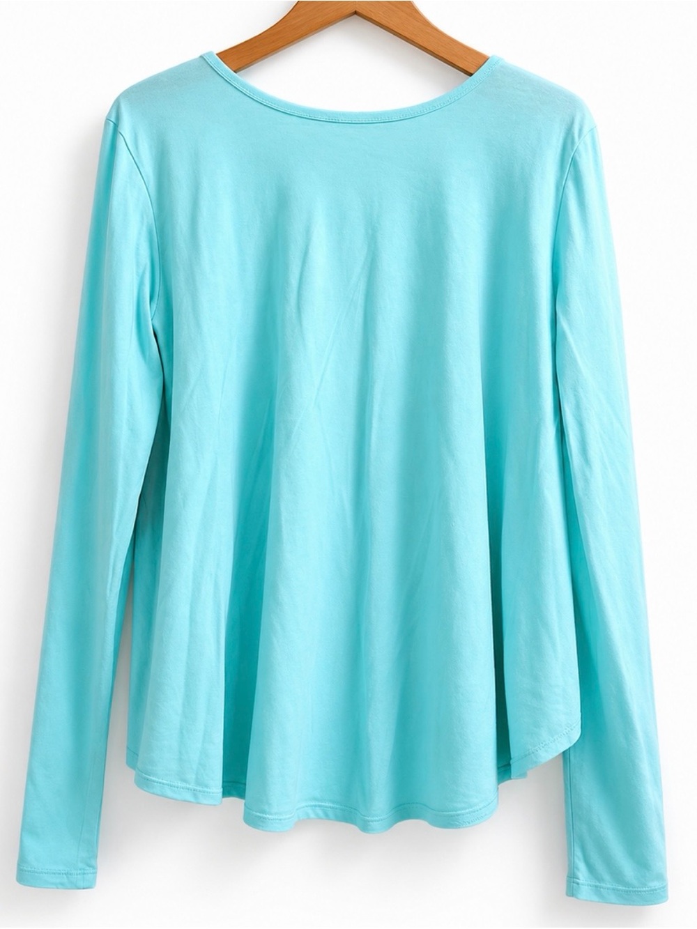 Fabletics Light Aqua Scoop Neck Long Sleeve Top